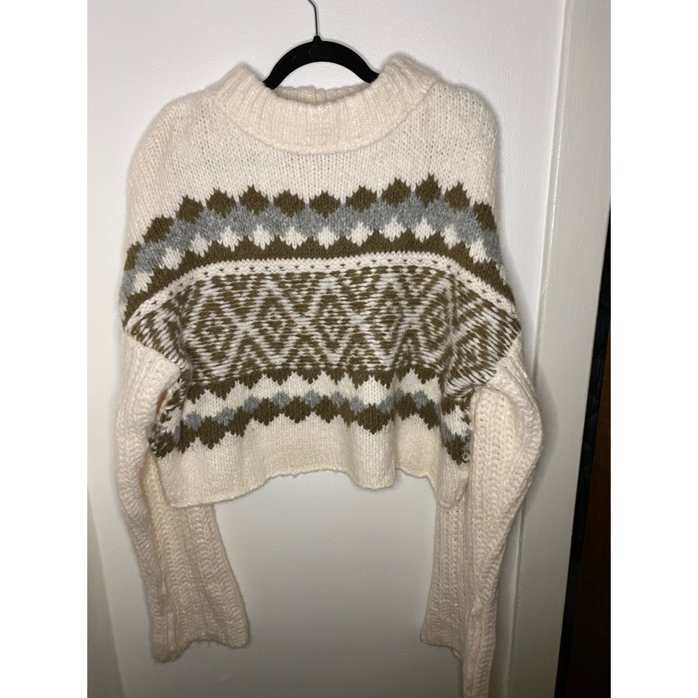 Free People Alpine Pullover Sweater Snowy Forest - Picture 6 of 9